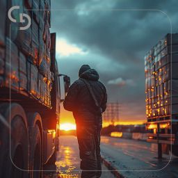 truck logistics operations dusk